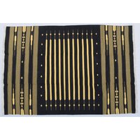 6x9 Schwarz & Gelb Baumwolle Handgefertigt Moderner Streifen Teppich - Flacher Web - Und Handgewebter Kelimteppich von SahjadCarpets