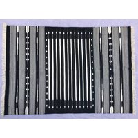 8x10 Schwarz Weiß Streifen Baumwollteppich Dhurrie - Raumgröße Teppich 8x10 Schwarz Weiß Streifen Baumwollteppich Dhurrie - Raumgröße Teppich von SahjadCarpets