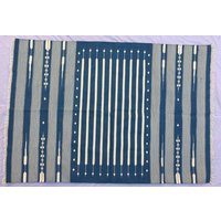 8x5 Indigo Und Weiß Streifen Baumwoll Teppich Dhurrie - Reine Baumwolle Und Flachgewebe 8x5 Indigo Und Weiß Streifen Baumwoll Teppich Dhurrie - Reine Baumwolle Und Flachgewebe von SahjadCarpets