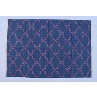 Blau Und Rosa Baumwolle Handgemachter Moderner Teppich - Flacher Web- Handgewebter Kelimteppich von SahjadCarpets