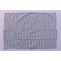 Blau & Beige Baumwolle Handgemachter Moderner Streifen Teppich - Flachgewebe Und Handgewebter Kelim von SahjadCarpets