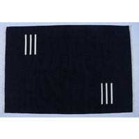Dunkel Schwarz Weiß Baumwolle Handarbeit Moderner Streifen Teppich - Flacher Web- Und Handgewebter Kelimteppich von SahjadCarpets