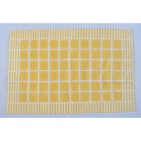 Gelb-Weiß Baumwolle Handgemachter Moderner Muster Teppich - Flacher Web- Und Handgewebter Kelimteppich Gelb-Weiß Baumwolle Handgemachter Moderner Muster Teppich - Flacher Web- Und Handgewebter Kelimteppich von SahjadCarpets