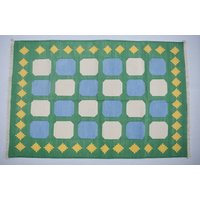 Handgewebter Kelim Teppich in Grün Und Blau Mit Gelbem Rand Baumwolle Handgefertigtes Modernes Muster Handgewebter Kelim Teppich in Grün Und Blau Mit Gelbem Rand Baumwolle Handgefertigtes Modernes Muster von SahjadCarpets
