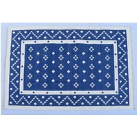 Indigoblaue Baumwolle Handgemachter Moderner Design Teppich - Flacher Web- Und Handgewebter Kelimteppich von SahjadCarpets
