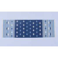 Marineblau Und Weiß Baumwolle Flachgewebe Handgewebter Teppich Läufer - Wendbarer Kelim von SahjadCarpets