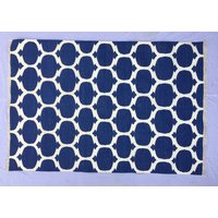 Mehr Größen Baumwolle Blauer Teppich Dhurrie - Wunderschöner Farbteppich Marine Und Weiß von SahjadCarpets