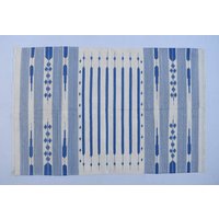 Mehr Größen Creme Weiß Und Blau Streifen Baumwolle Handgemacht Modernes Design Teppich von SahjadCarpets
