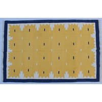 Mehrere Größen Gelb Und Blau Handgemachter Moderner Design Teppich - Schöne Flachgewebe Kilim von SahjadCarpets