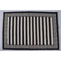 Mehrere Größen Schwarz & Weiß Baumwolle Handarbeit Moderner Streifen Teppich - Flach Weben Und Handgewebt Kilim von SahjadCarpets