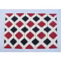 Rot Und Schwarz Baumwolle Handgemachter Moderner Muster Teppich - Flacher Web- Handgewebter Kelimteppich von SahjadCarpets