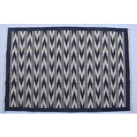 Schwarz-Beige Baumwolle Handgemachter Moderner Teppich - Flacher Web - Und Handgewebter Kelimteppich von SahjadCarpets