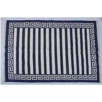 Verschiedene Größen Dunkelblau&weiß Baumwolle Handarbeit Moderner Streifen Teppich - Flaches Weben Und Handgewebter Kelimteppich von SahjadCarpets