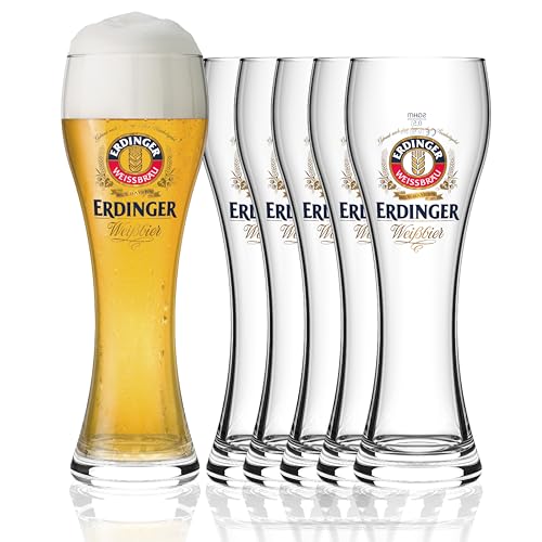 ERDINGER Weizenbierglas 0,5 l Set - 6 Weizenbiergläser 0,5 l - Ideale Weissbiergläser - ERDINGER Gläser als tolles Bier Geschenk von Sahm