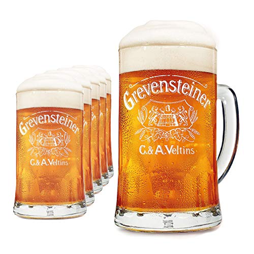 Grevensteiner Bierkrug 0,3 Liter Glas - 6er Biergläser mit Henkel 0,3 l Set - Original Grevensteiner Biergläser 0,3 als tolle Bier Geschenke von Sahm