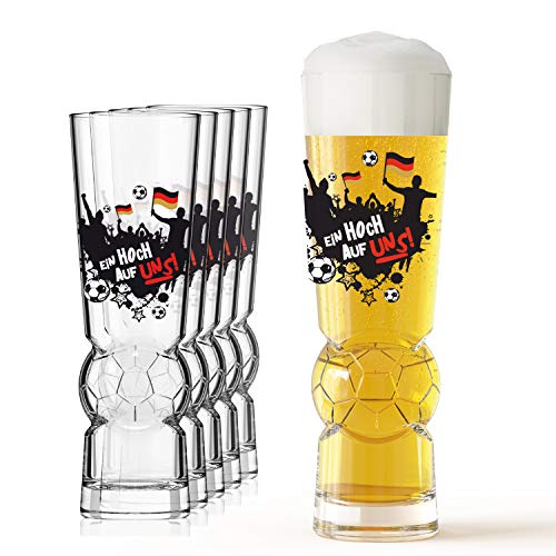 Sahm Biergläser 0,3 Liter (6 STK) - Fussball Bierglas mit „Ein Hoch auf uns“ Logo - Ideale Fussball 2021 Deko - Tolles Bier Geschenk von Sahm
