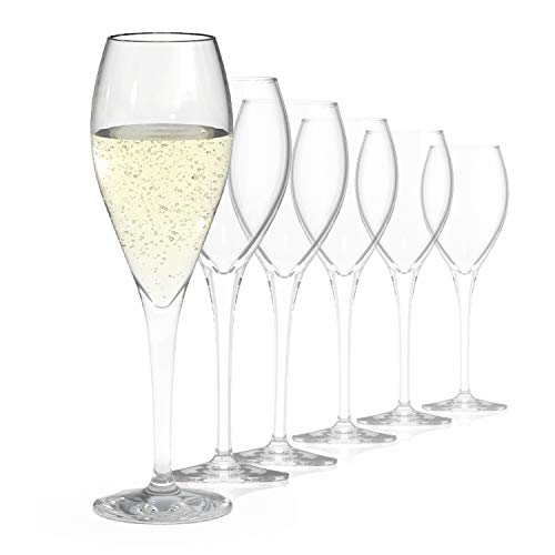 Sahm Champagner Gläser (6 STK) - Champagnerflöten a 220 ml - Ideal auch als Sektflöten & Sektgläser 6er Set von Sahm