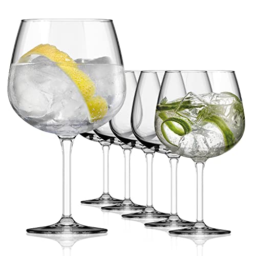 Sahm Bauchiges Gin Gläser Set (6 STK) - Große Ballon Gläser - Spülmaschinenfest - Hochwertige Gin Tonic Gläser - Cocktailgläser als Gin Geschenk von Sahm