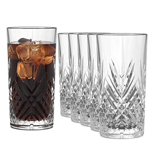 Sahm Gläser Set 6 teilig 365ml - Broadway Trinkgläser Set - Wassergläser Set - Tolle Longdrink Gläser, Gin Tonic Gläser & Latte Macchiato Gläser von Sahm