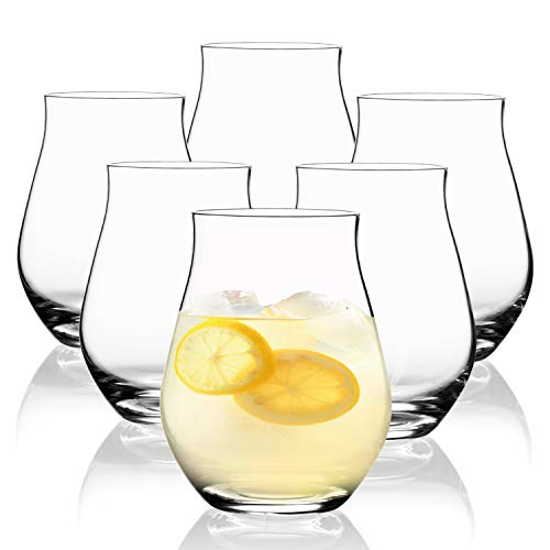 Sahm Sensorik Wassergläser Set 6 teilig 420ml - Gläser Set Wasserglässer - Tolle Gin Gläser, Weingläser ohne Stiel, Biergläser & Whisky Gläser von Sahm
