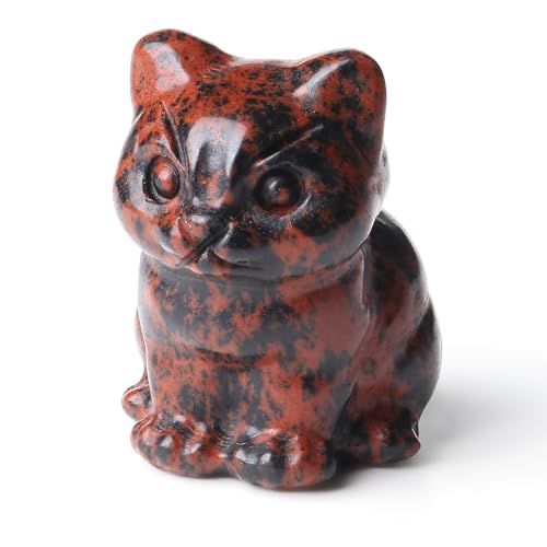 Sahoottie Roter Obsidian Katze Figur Rot Katzen Deko Rot Obsidian Deko Figuren Kawaii Katze Geschenke für Katzenliebhaber Dekoration für Zuhause von Sahoottie