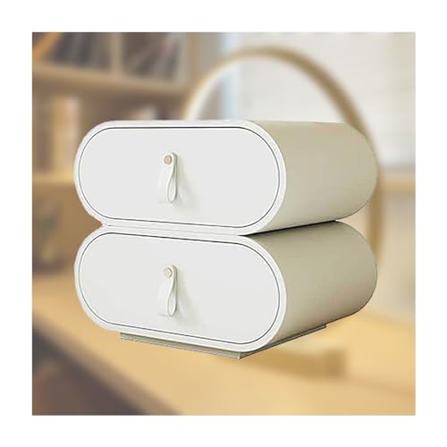 SaiFfe Modern 2-Schubladen-Nachttisch Skin Sensation Massivholz-Beistelltisch 56x40x48cm Minimalismus Personalisierter Nachtschränkchen für Schlafzimmer, Wohnzimmer, Büro (Color : White) von SaiFfe