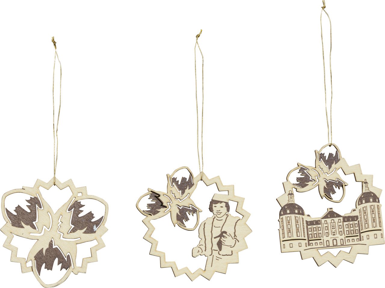 Saico Dekohänger Drei Haselnüsse für Aschenbrödel Holz 8 x 8,5 cm natur/braun 3 Stück von Saico