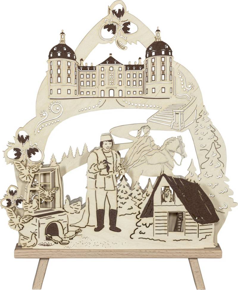 Saico LED-Dekoleuchte Drei Haselnüsse für Aschenbrödel Holz 41 cm warmweiß natur von Saico