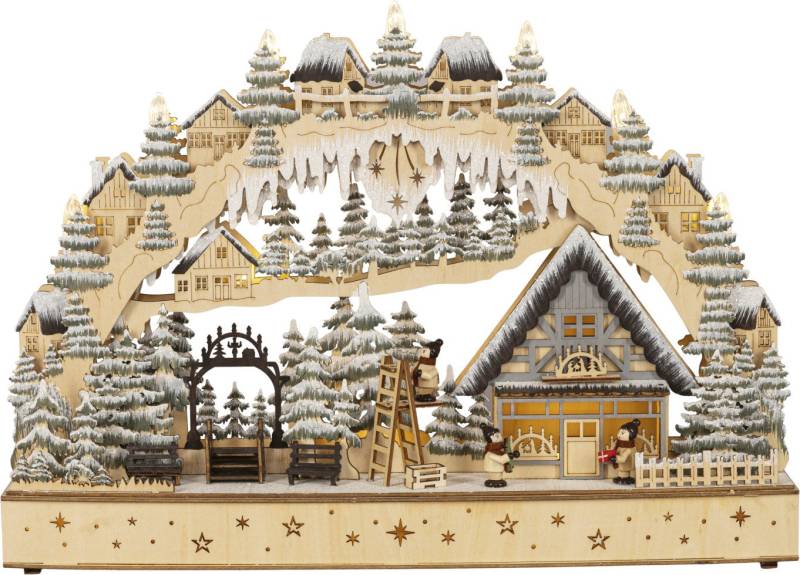 Saico LED-Lichterbogen Wintertraum mit Timer batteriebetrieben Holz 50 cm warmweiß natur von Saico