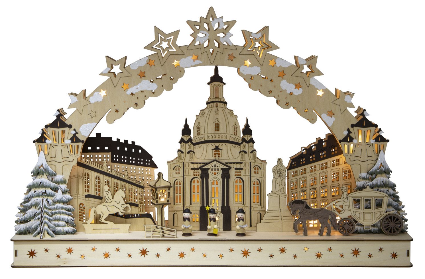 Saico Lichterbogen Dresdener Altstadt Holz 60 cm warmweiß natur von Saico