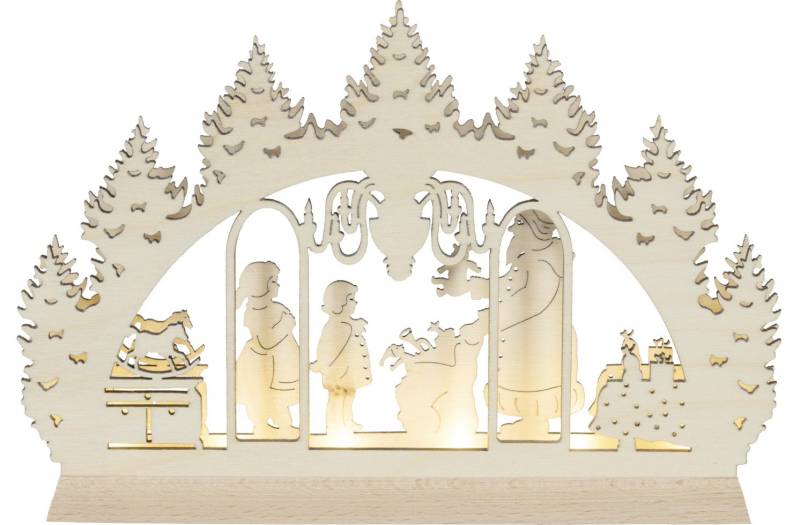 Saico Lichterbogen LED 3D Drei Haselnüsse für Aschenbrödel Holz 52 cm warmweiß natur von Saico