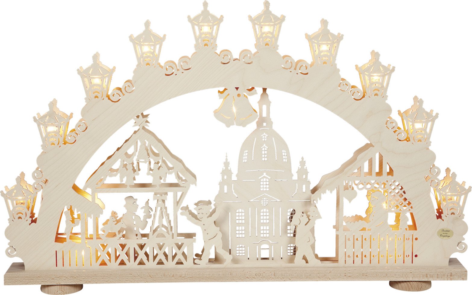 Saico Lichterbogen LED 3D Dresdner Striezelmarkt Holz 66 cm warmweiß natur von Saico