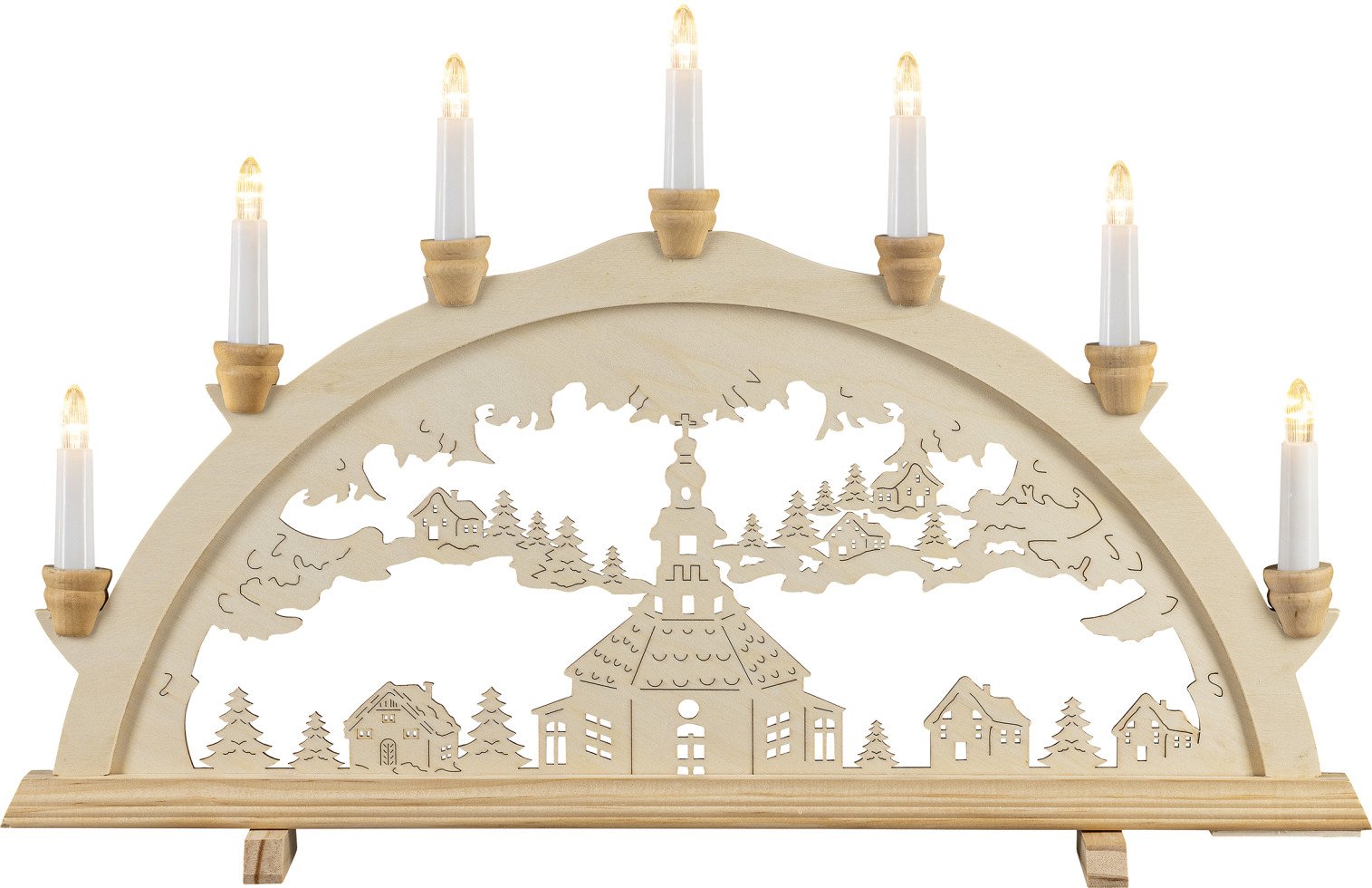 Saico Lichterbogen LED 3D XXL Altstadtromantik Holz 112 cm warmweiß natur von Saico