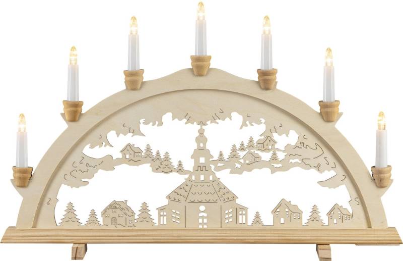 Saico Lichterbogen LED 3D XXL Altstadtromantik Holz 112 cm warmweiß natur von Saico