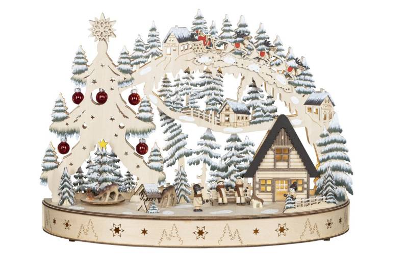 Saico Lichterbogen LED Weihnachtstraum Holz 50 cm warmweiß natur von Saico