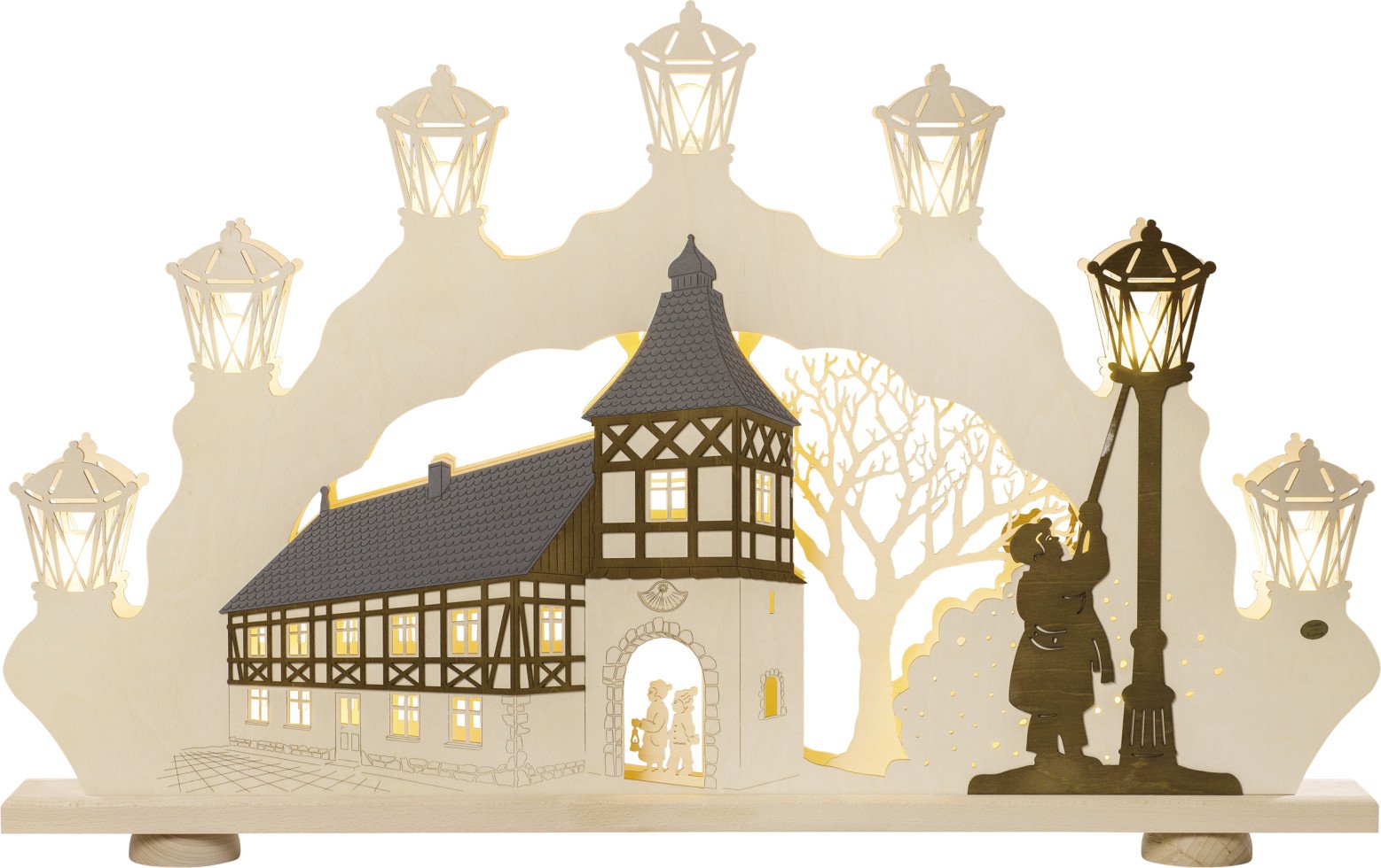 Saico Lichterbogen Weihnachtsmann inkl. LED-Stripe Holz 22 cm warmweiß natur von Saico