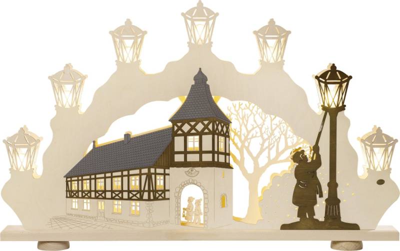 Saico Lichterbogen Weihnachtsmann inkl. LED-Stripe Holz 22 cm warmweiß natur von Saico