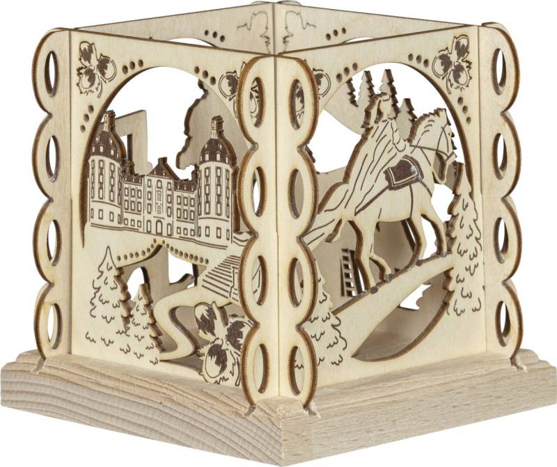 Saico Teelichthalter Drei Haselnüsse für Aschenbrödel für 1 Teelicht Holz 12 cm natur von Saico