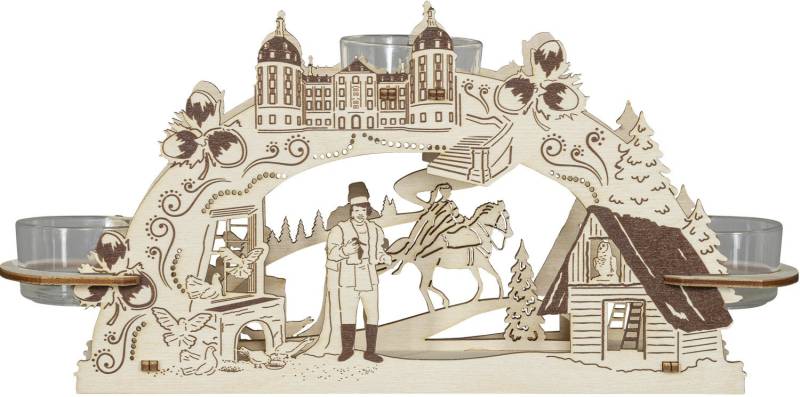 Saico Teelichthalter Drei Haselnüsse für Aschenbrödel für 3 Teelichter Holz 24 cm natur von Saico