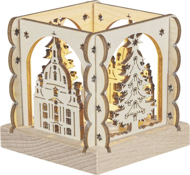 Saico Teelichthalter Dresden für 1 Teelicht Holz 7 cm natur von Saico