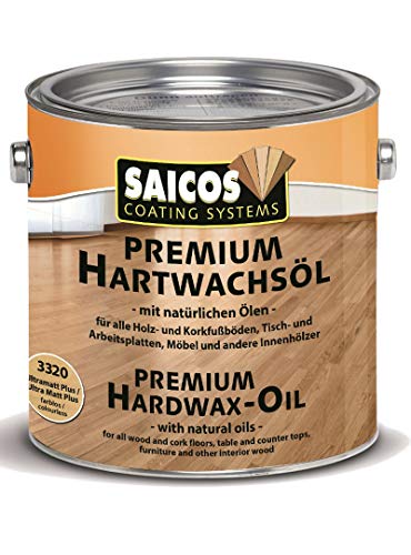 SAICOS Premium Hartwachsöl 3320 Ultramatt Plus farblos, 2,50 Liter von Saicos