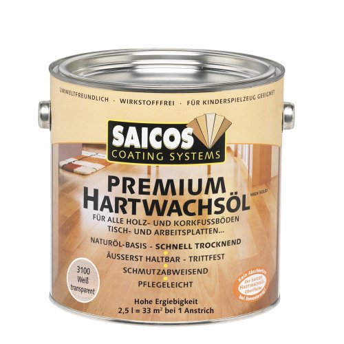 Saicos 3100 500 PremiumHartwachsöl Weißgrundierung 2.5 l von Saicos