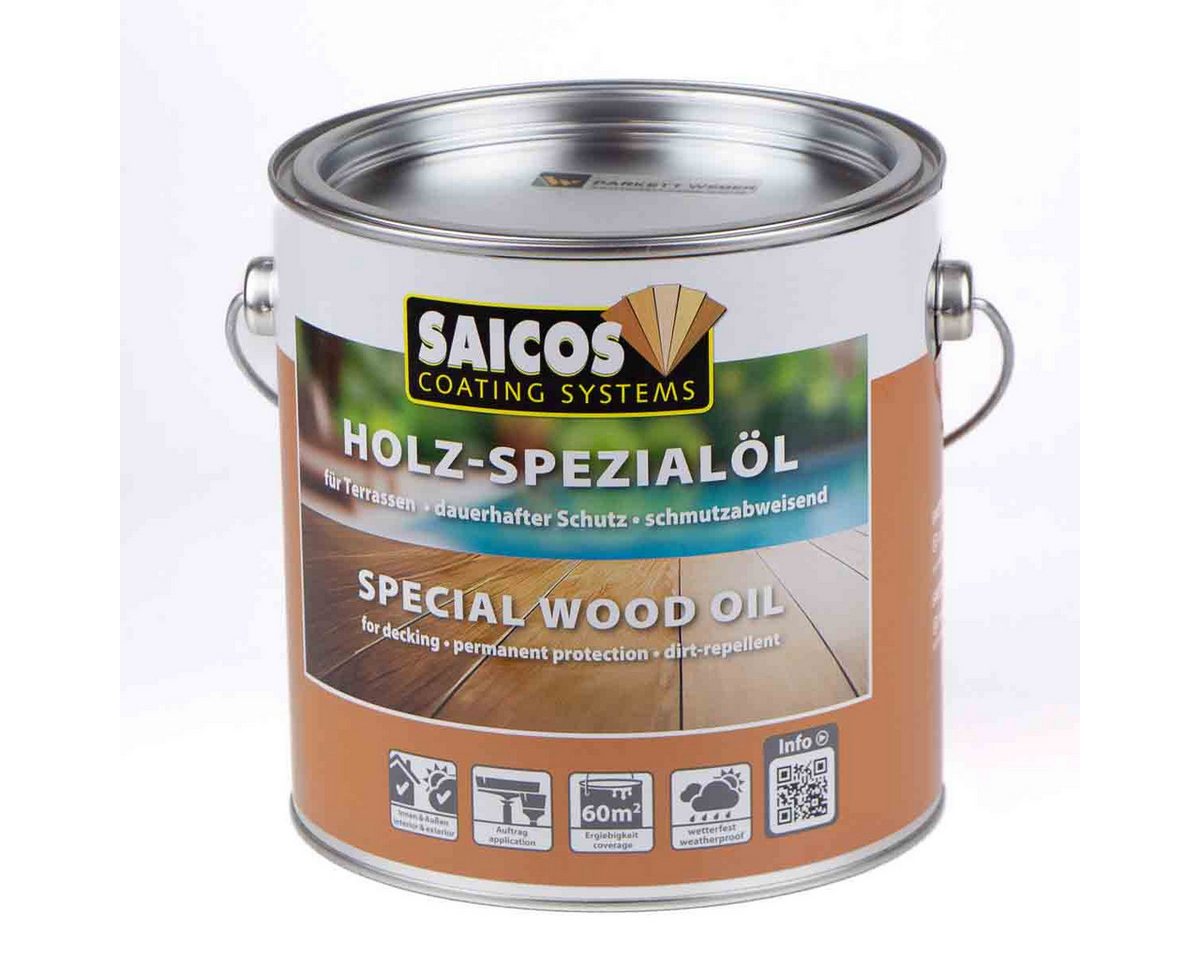 Saicos Holzöl Saicos Holz-Spezialöl Terrassenöl Farblos (0110) 2,5 Liter von Saicos