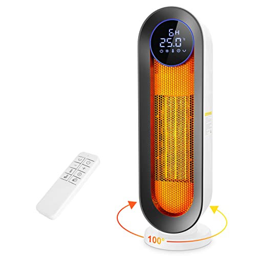 Elektroheizung mit Oszillation und 100 Grad, Flüssigkristallanzeige, 2000W, Thermostat, Fernbedienung, 1-12 Std. Timer, Überhitzungs- und Kippschutz, Schlafmodus und energieeffizienter ECO-Modus. von Sailnovo