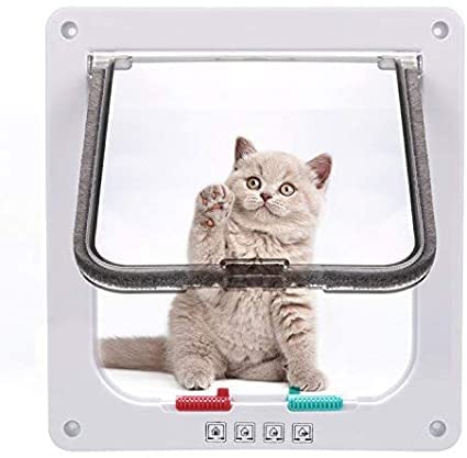 Klassische Katzenklappe, 4 manuelle Verschluss-Optionen M-19 * 20 * 5,5cm Weiß von Sailnovo