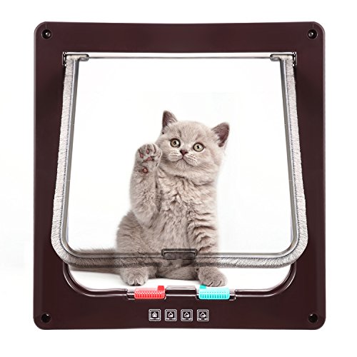 Sailnovo Katzenklappe 4-Way Magnetic Lock hundeklappe Haustiertüre Cat Flap große， 23.5*25*5.5cm Dog Cat Pet Door Flap Easy Install with Telescopic Frame with Heavy Duty Quiet Magnetic Frame, L braun… von Sailnovo