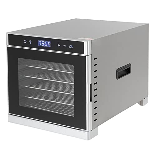 Dörrautomat Edelstahl mit 6 Edelstahl‑Dörrtabletts, LED‑Display‑Timer, 35‑75°C Temperaturwahl, Magnettür, Dörrgerät Dehydrator 700W Obsttrockner Dörrapparat für gesunde Snacks zu Hause, Silber von SailorMoon