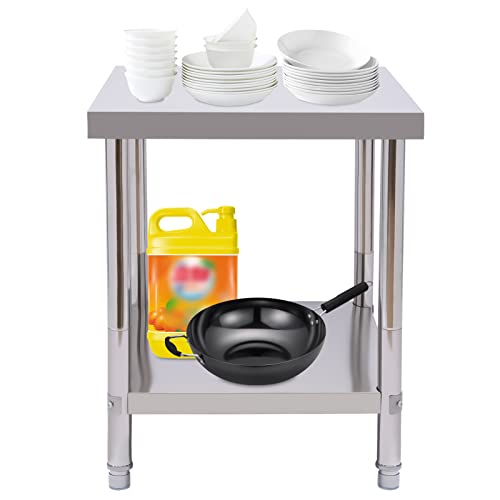 Edelstahl Küche Arbeitstisch 60*45*80cm Zweilagiger Arbeitstisch Vorbereitungstisch mit Unterregal & Verstellbaren Füßen, Küchentisch mit 400kg Tragkraft, Edelstahl Arbeitstischs für Restaurant Edelstahl Küche Arbeitstisch 60*45*80cm Zweilagiger Arbeitstisch Vorbereitungstisch mit Unterregal & Verstellbaren Füßen, Küchentisch mit 400kg Tragkraft, Edelstahl Arbeitstischs für Restaurant von SailorMoon