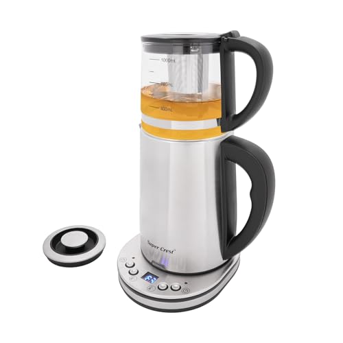 Elektrischer Wasserkocher Edelstahl 1500W Sicherheitsglas Teemaschine 2.5L Doppelkocher mit LCD-Anzeige & Temperaturregelung Praktischer, 2 in 1 Glas Teekocher Wasserkocher für Haushalt Büro von SailorMoon