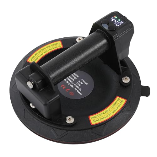 Fliesenheber Saugheber 3.5W Elektrischer Vakuumsauger 240V Automatischer Vakuumsauger mit 4000mAh Digitalanzeige LED-Anzeige, 180-200°C Vakuumheber Saugnäpfe für Glas, Fliesen und Möbel, Schwarz von SailorMoon